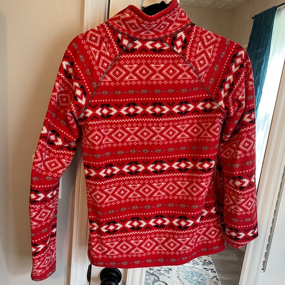 Eddie Bauer Orange Geometric Fleece Pullover - Picture 4 of 4